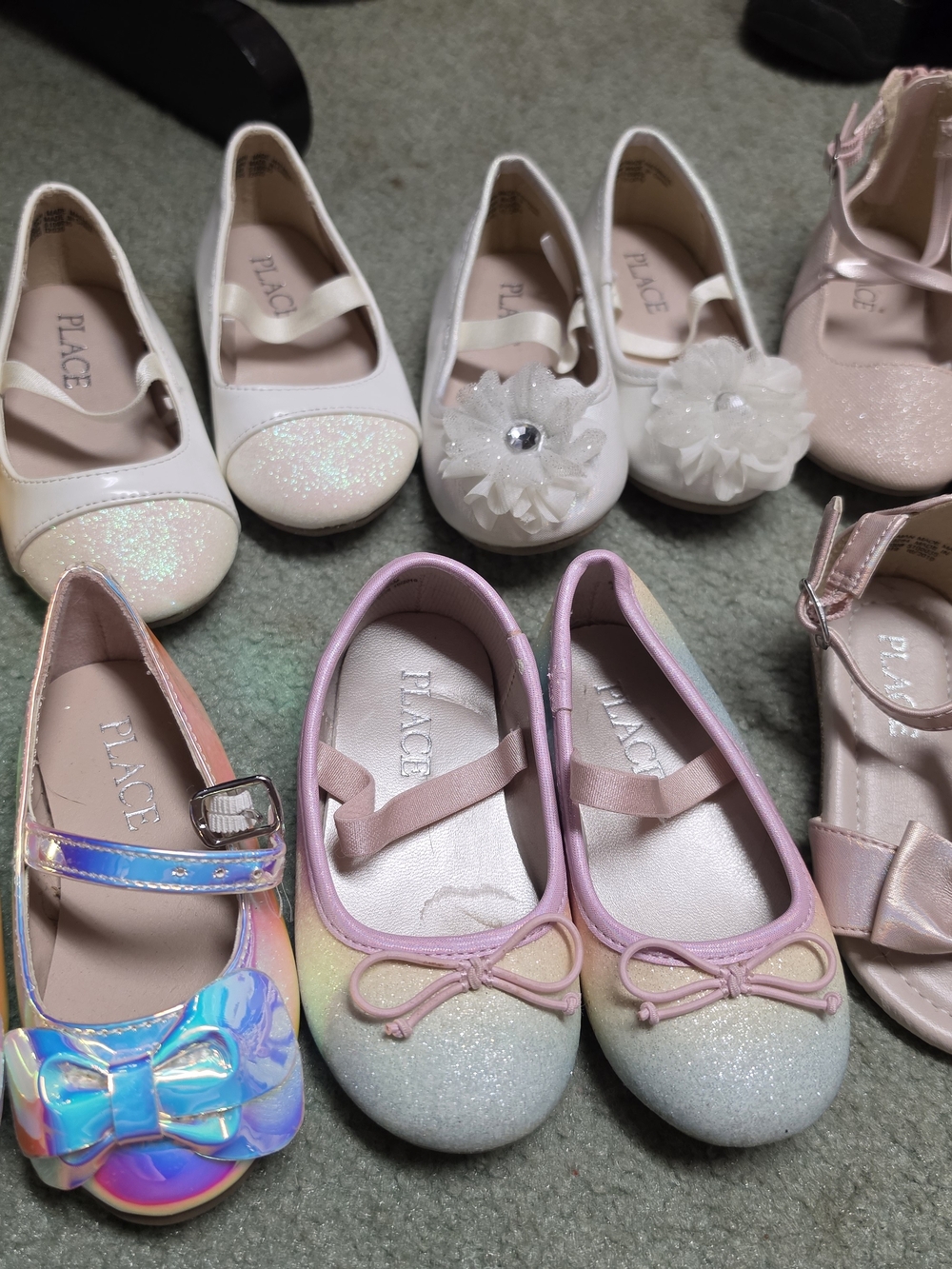 The CHILDREN'S PLACE Pink & Iridescent Glitter Ballet Flats - Kids Shoes
